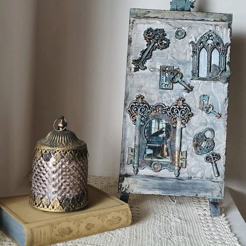 The Composer's Locked Secret mixed media panel made to order