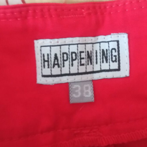 High-waisted red cotton pants, size M