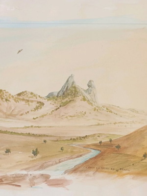 Ακουαρέλα μεταχειρισμένη του Μ. Αβραμίδη με θέμα ο καλόγερος και η καλόγρια