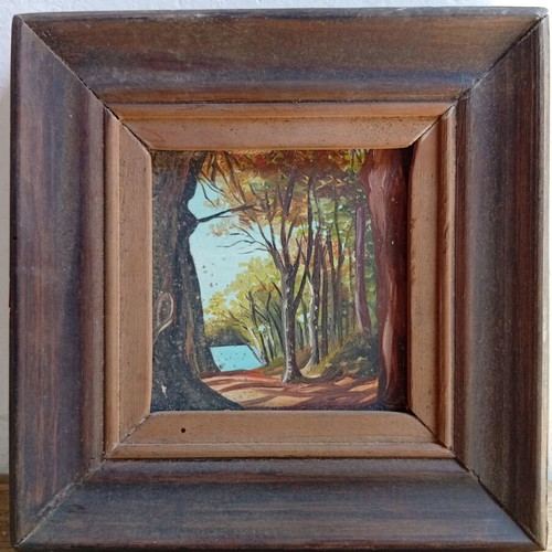 Oil painting on wood 16x16 cm used
