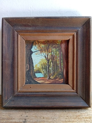 Oil painting on wood 16x16 cm used