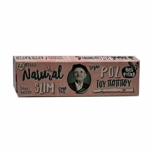 Tsigaroharto tou Pappou pink slim cigarette paper new, 66 leaves