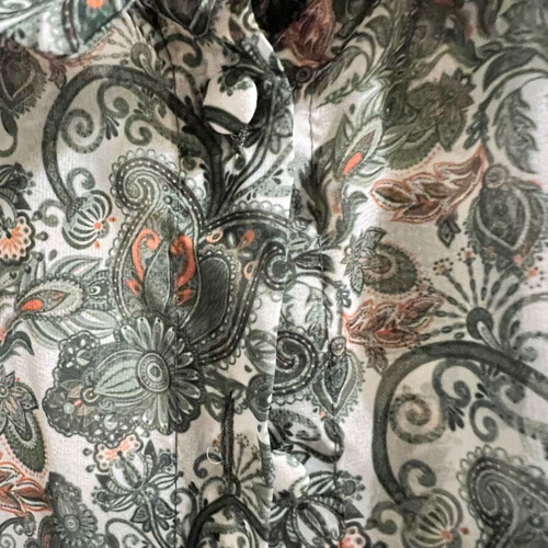 Vassia Kostara Boho shirt new, green with paisley print