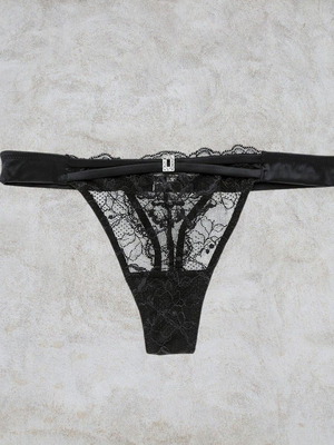 Luna black string lingerie, size L
