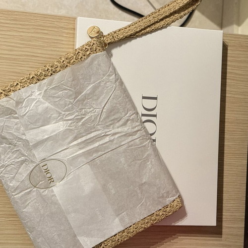 Dior beauty pouch, straw, beige