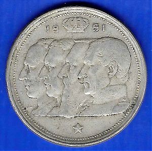 Βέλγιο 100 fr 1951-Belgium 100 francs 1951 (NLD) silver!!