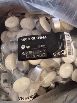 Κεριά ρεσώ Glimma ΙΚΕΑ άοσμα λευκά πακέτο 100 καινούρια