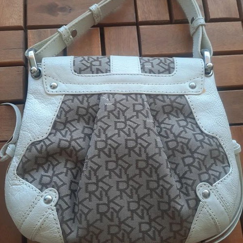 DKNY vintage shoulder bag used, beige and white