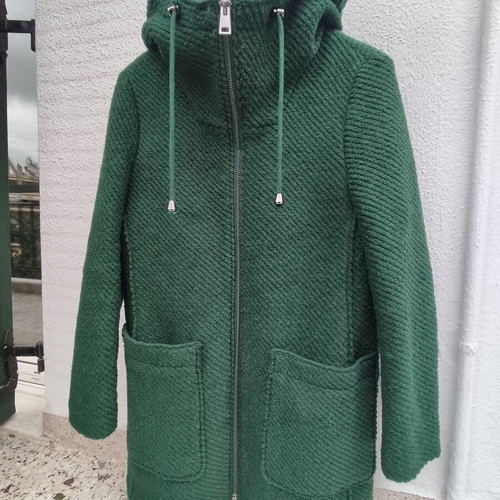 Esprit wool green coat with hood used, size M