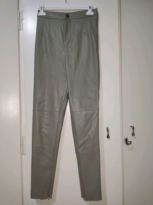 Zara Faux Leather Pants XS like new, high waisted, taupe-sage