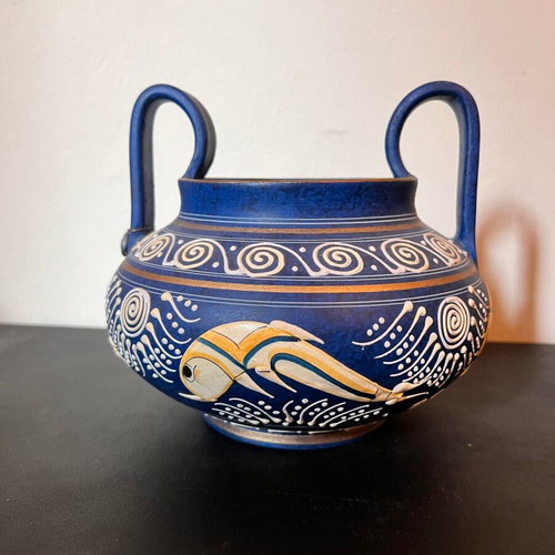 Decorative ceramic amphora used, handmade