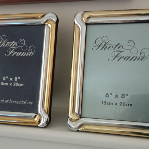 Photo frame set used, gold and silver combination, 20x15 cm