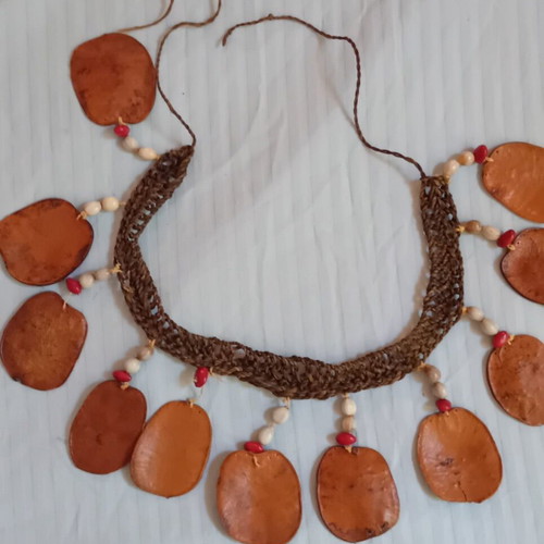 Authentic Indigenous Colombian Necklace like new, natural seeds and fruit slices