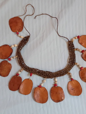 Authentic Indigenous Colombian Necklace like new, natural seeds and fruit slices