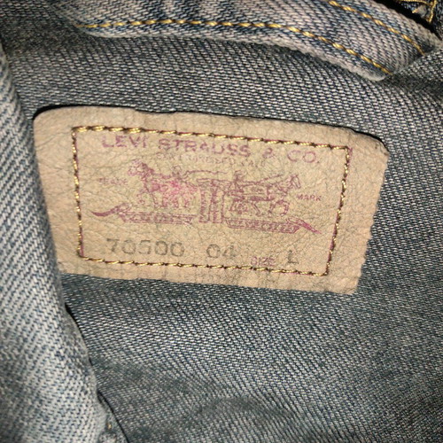 Vintage Levi's 70500 cropped jacket refurbished, gray and blue, size M