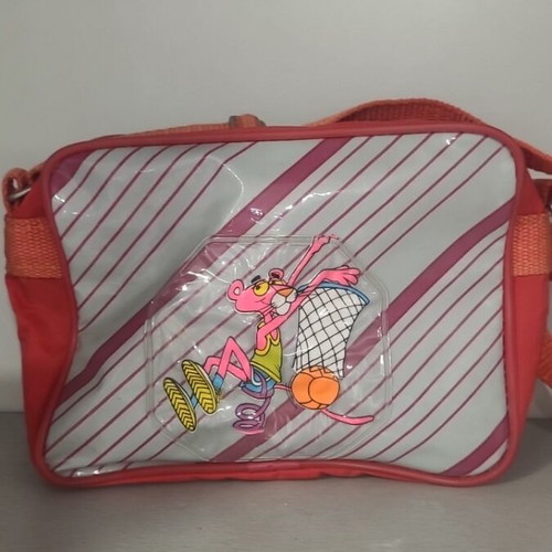 Vintage Pink Panther messenger school bag from 1980s