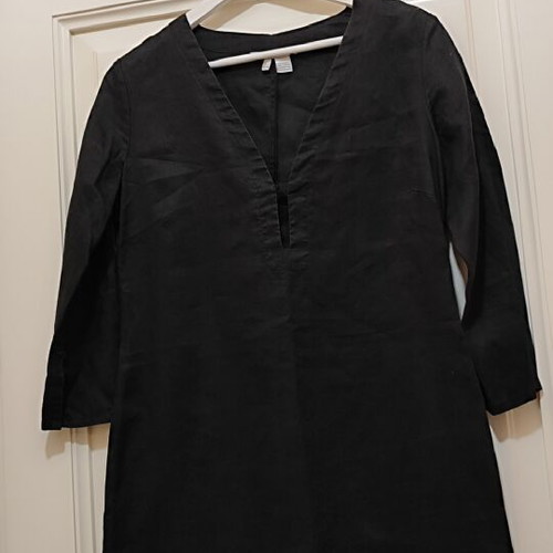 Zara Basic Black Ramie Shirt Dress Large like new