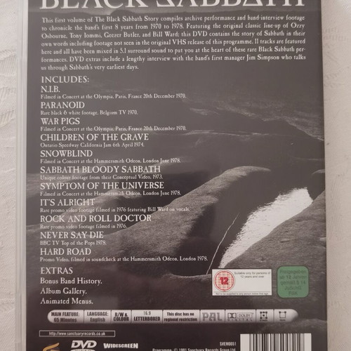 Black Sabbath The Black Sabbath Story Volume One DVD like new, metal