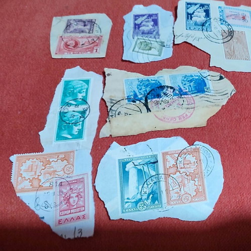 Greek Stamp On Piece Lot used, 200 pieces 1920–1960+