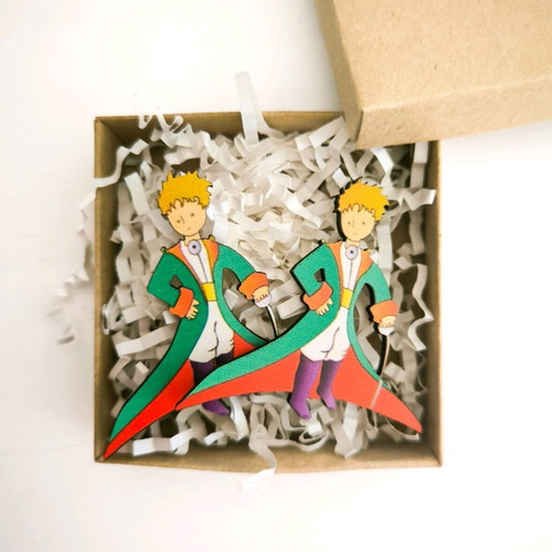 Little Prince wooden earrings new, multicolored