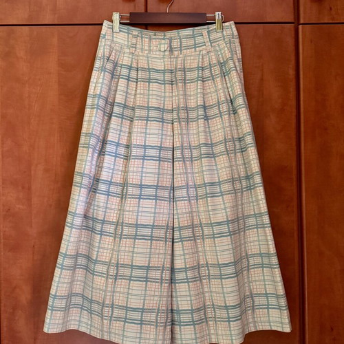 Never on Sunday checked culotte pants, size S, retro summer style