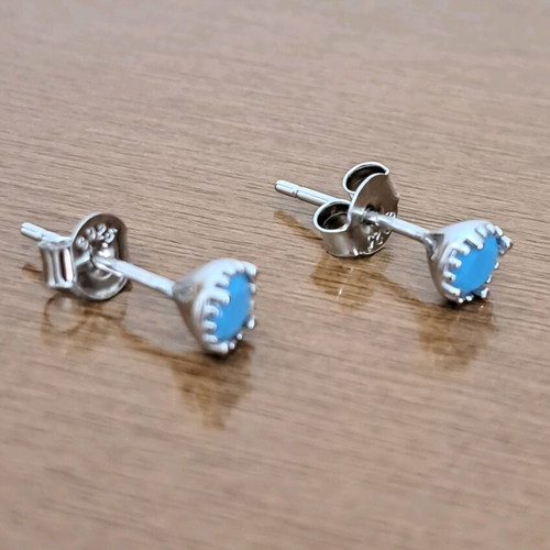 Aqua Blue Chalcedony Earrings in Sterling Silver 925 new