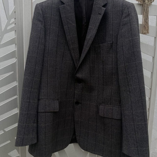 Loro Piana men jacket Superfine Wool gray checked size 54 like new