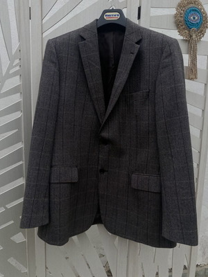 Loro Piana men jacket Superfine Wool gray checked size 54 like new