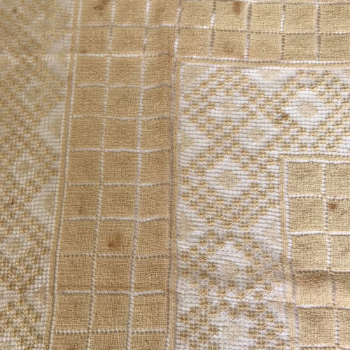 Antique embroidered tablecloth used, Venetian style