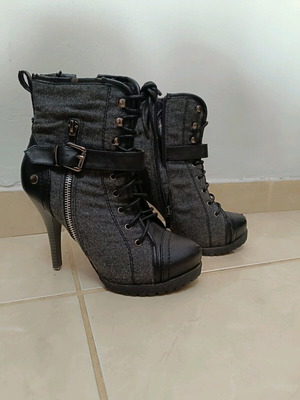 Makgio women's high-heeled ankle boots used, size 36, black and gray