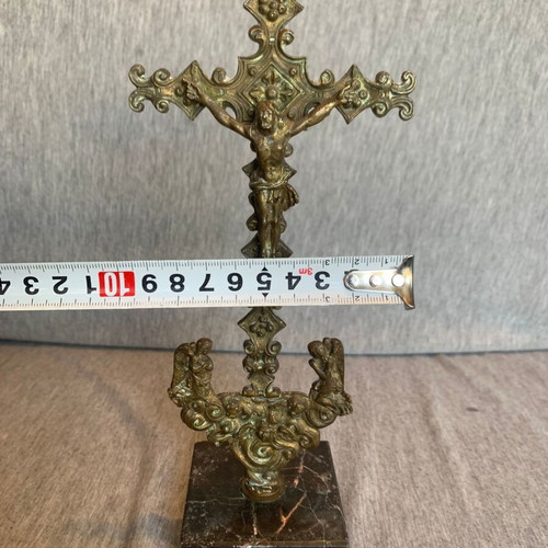 Brass tabletop crucifix used, good condition