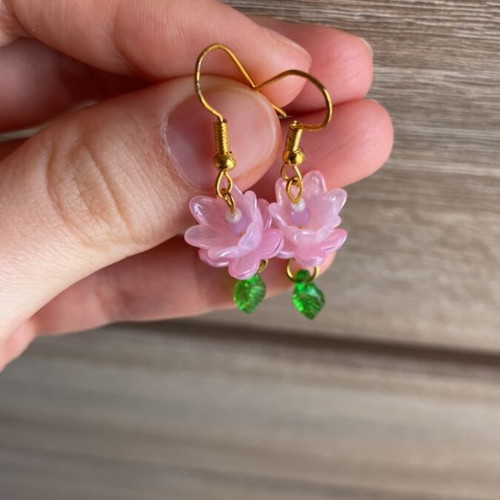 Handmade pink earrings inspired by Barbie fairytopia