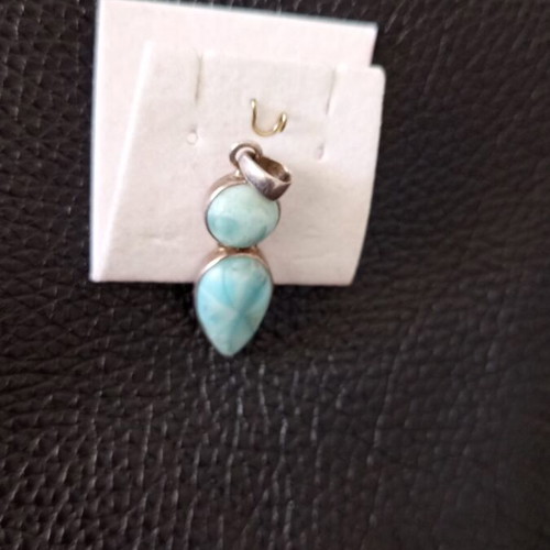 Silver necklace with larimar energy crystal new, turquoise