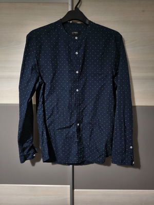 Letman men's shirt size L new dark blue with mandarin collar