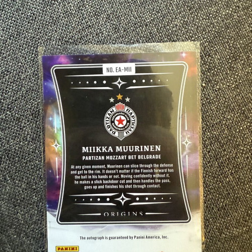 Miikka Muurinen Origins Euroleague 2025/26 card new, auto 39/99