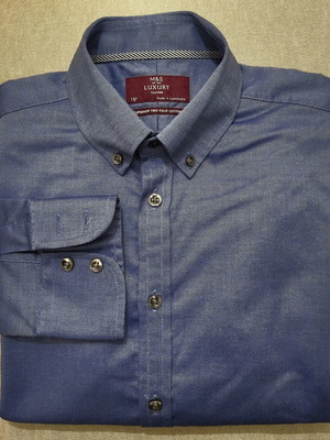 M&S Luxury Tailored men's shirt 100% cotton blue like new