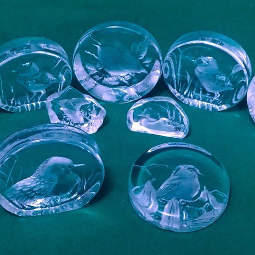 Kosta Boda Mats Jonasson paperweight collection 5 pcs full lead crystal Sweden new