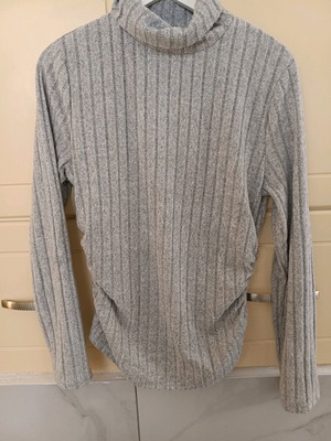 Women's knitted rib sweater with turtleneck gray like new, XXL