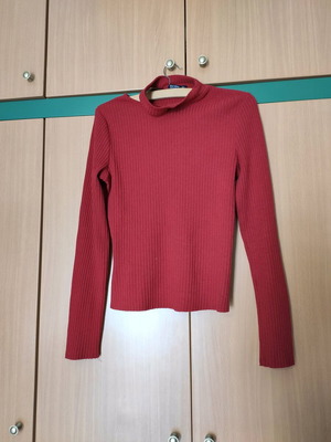 Bershka κόκκινη γυναικεία μακρυμάνικη μπλούζα τύπου ζιβάγκο σαν καινούργια
