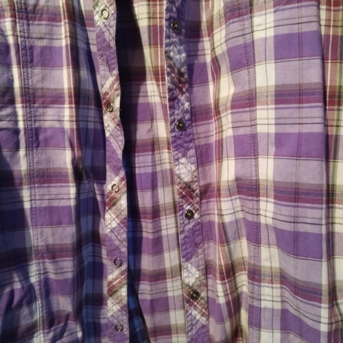 Madonna shirt size L, purple checked, like new
