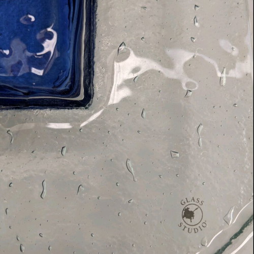 Handmade glass platter 40×40 like new Glass Studio