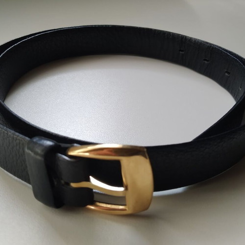 Vintage black leather belt L'Aiglon used, size 90