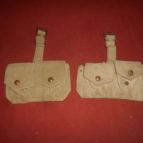 English Canvas Pouches for Lee-Enfield Cartridges used, set of 2, 1942 WWII