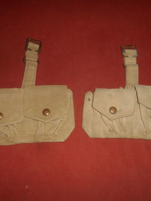 English Canvas Pouches for Lee-Enfield Cartridges used, set of 2, 1942 WWII