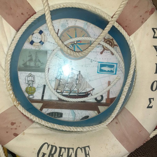 Analog wall clock lifebuoy like new, nautical style