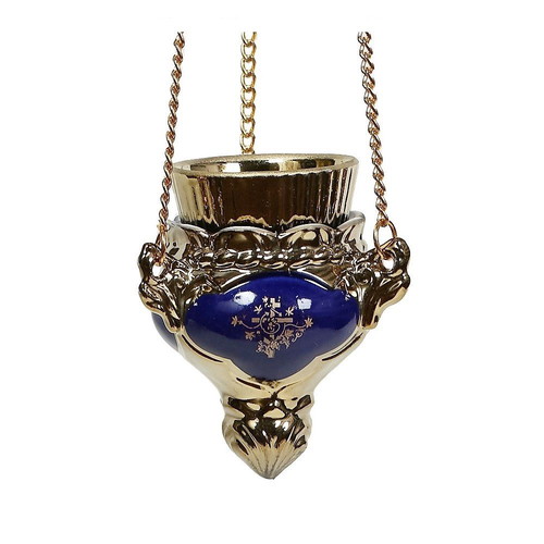 Ceramic lamp new with gold details and chains 11cm