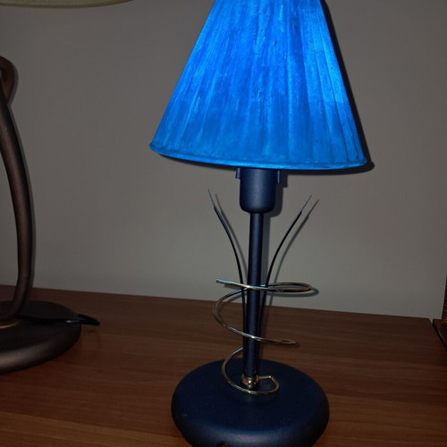 Table lamp postmodern design with metal and glass, like new