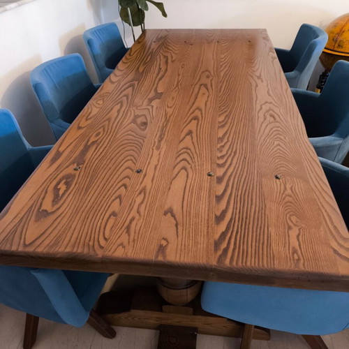 Historic monastery dining table with 8 chairs set