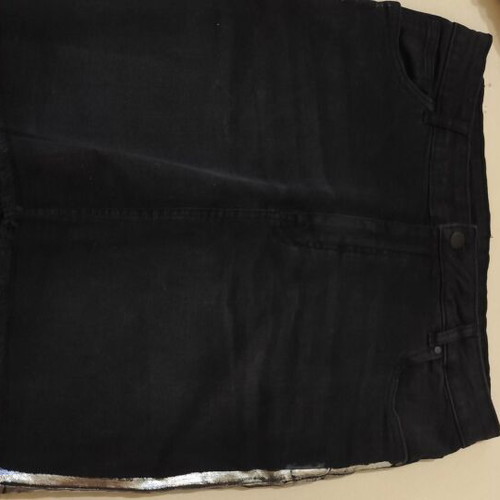 Black short denim skirt used, large, with silver details