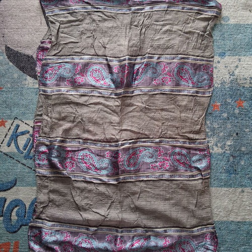 Scarf-shawl like new multicolored with shiny fabric in purple and gray shades